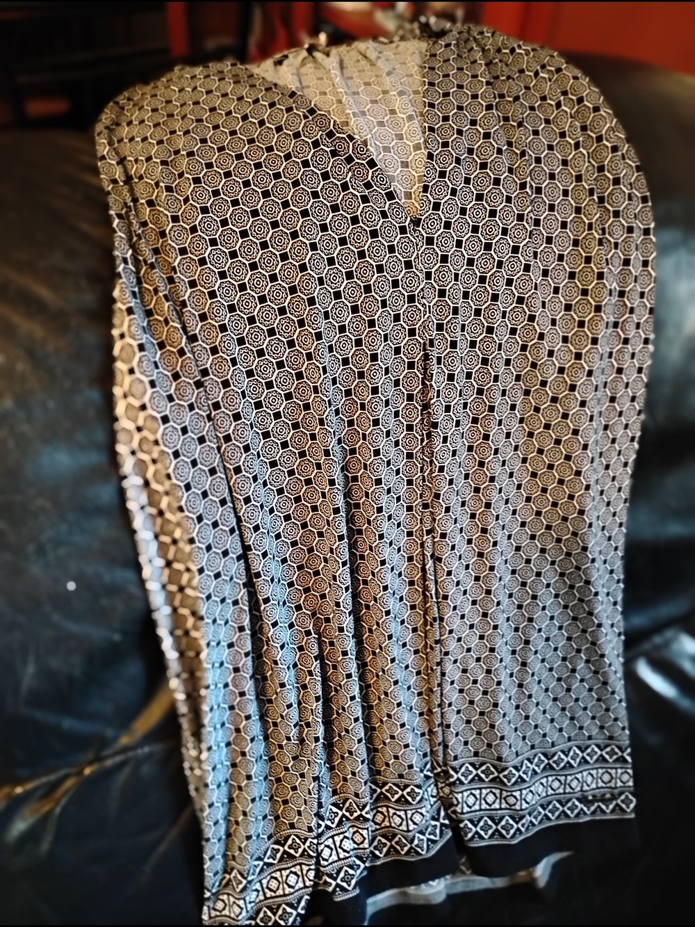 Anne Klein Black and White Patterned Maxi Skirt